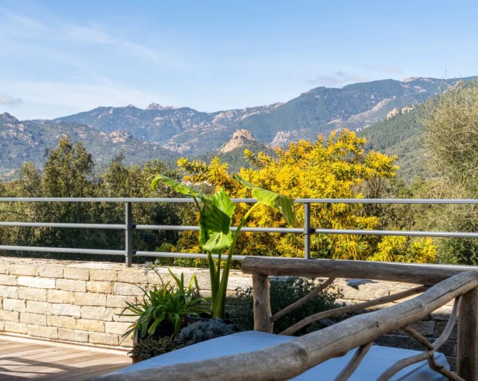 Lecci, Villa d’architecte, 5 chambres, piscine, vue montagne, proche plage