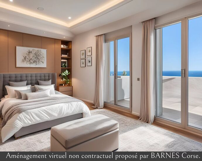Favone, villa 3 chambres avec dépendance, vue mer, piscine, proche plage.