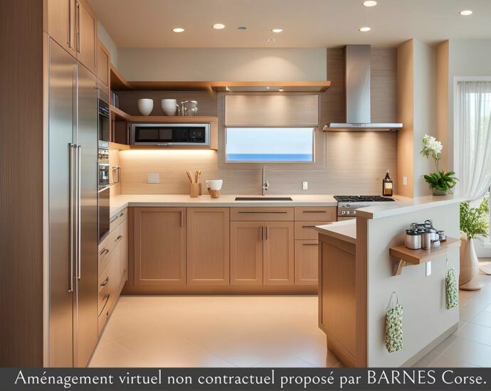 Favone, villa 3 chambres avec dépendance, vue mer, piscine, proche plage.