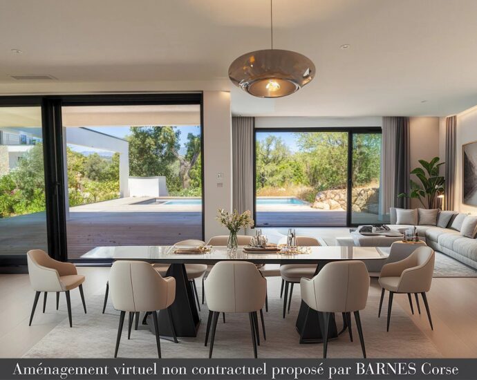 Pinarello – Villa contemporaine, 5 chambres, piscine, garage et plage à pied
