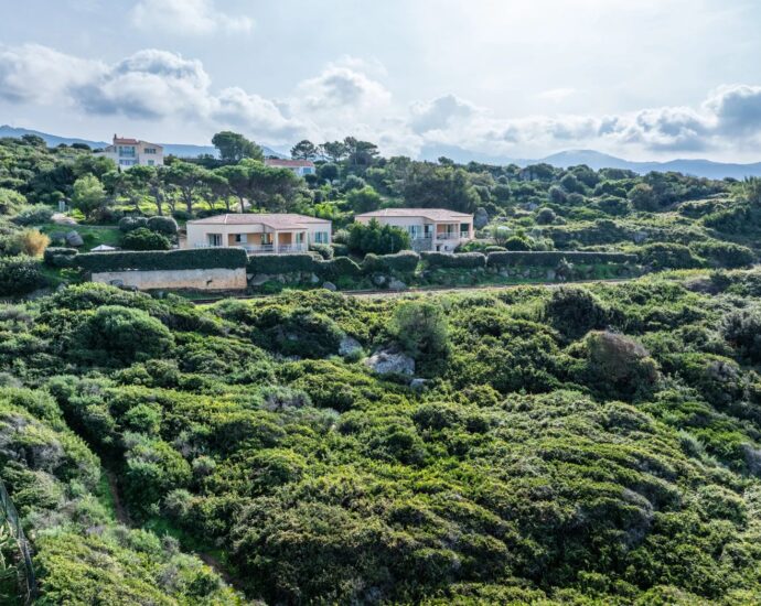 Exclusivité, Corbara, Marine de Davia, 2 villas, 7 chambres, 2 piscines, vue mer panoramique, plage à pied