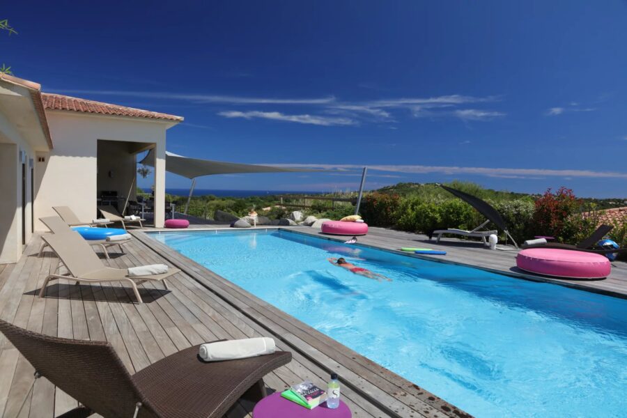 SOUTH CORSICA- MODERN VILLA –  5 BEDROOMS – POOL – SEA VIEW – NEAR FAUTEA BEACH