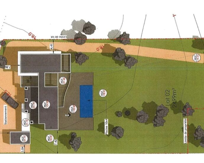 Arasu – Terrain d’environ 2 499 m² avec permis de construire et plage à pied