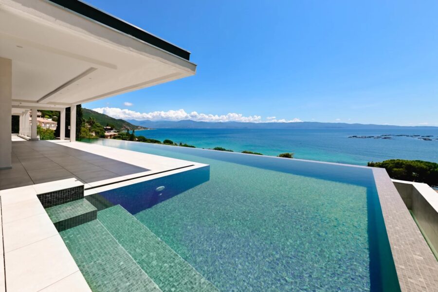 Ajaccio, Route des Sanguinaires, Contemporary Villa, Panoramic Sea View, 5 Bedrooms, Infinity Pool, Walking Distance to Beach