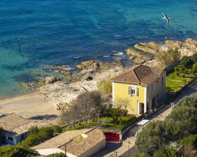 Exclusive: Ajaccio, waterfront villa with panoramic sea view, 6 bedrooms, walking distance to the beach.