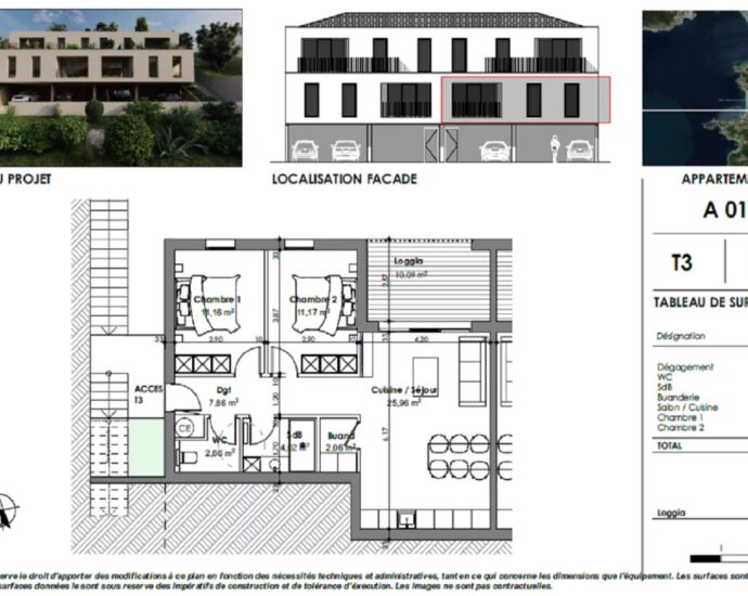 Pietrosella, Appartements neufs, 2 chambres, terrasse, garage, proche plage