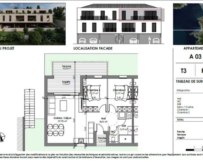 Pietrosella, Appartements neufs, 2 chambres, terrasse, garage, proche plage