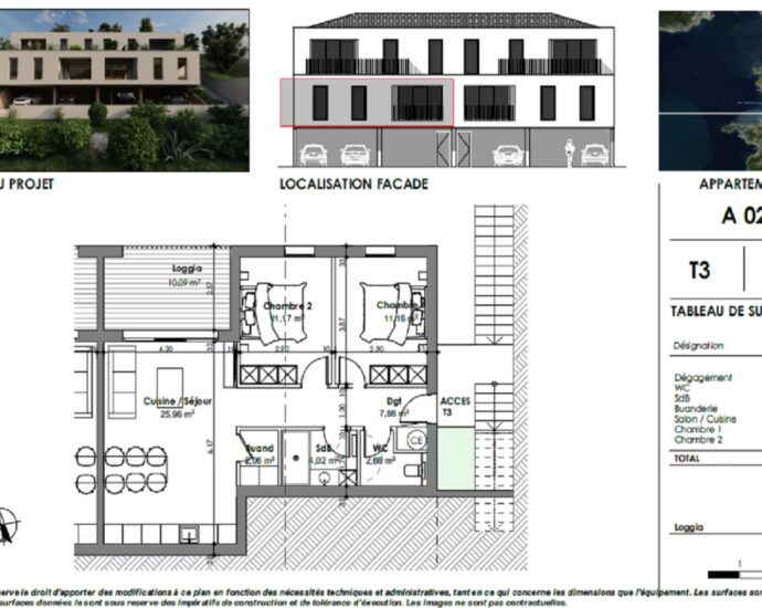 Pietrosella, Appartements neufs, 2 chambres, terrasse, garage, proche plage