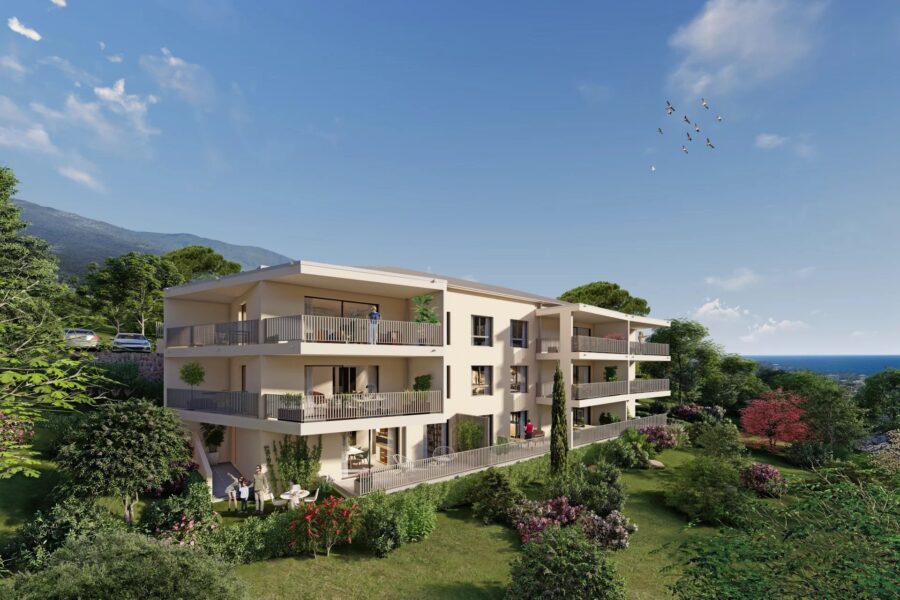 Ville di Pietrabugno, appartement neuf, 3 chambres, vue mer, terrasse, proche plage et centre-ville de Bastia