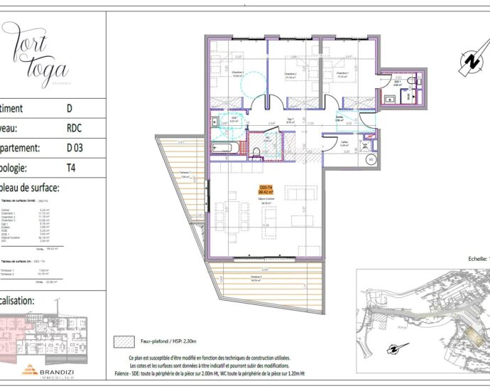 Ville di Pietrabugno, appartement neuf, 3 chambres, terrasses, vue mer, proche plage et centre-ville de Bastia