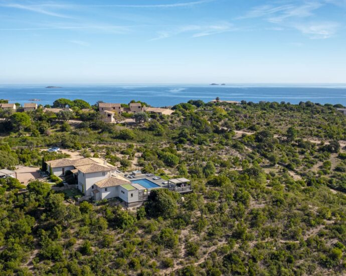 Porto vecchio, Palombaggia, villa 5 bedrooms, sea view, pool and nearby the beach,