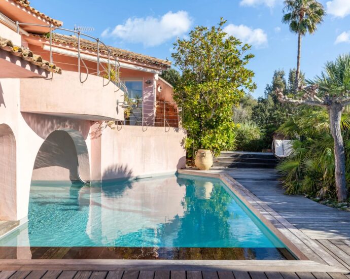 Porto-Vecchio, Marina di Fiori, Villa plage à pied, vue mer panoramique, 4 chambres, piscine chauffée