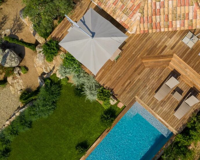 Porto-Vecchio, Precojo, Villa 2 chambres, piscine chauffée, proche plage de Santa Giulia, avec vue dégagée