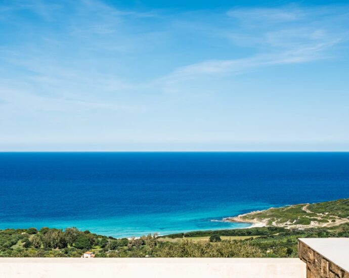 Corbara, villa 4 chambres, piscine à débordement, vue mer imprenable, proche plage