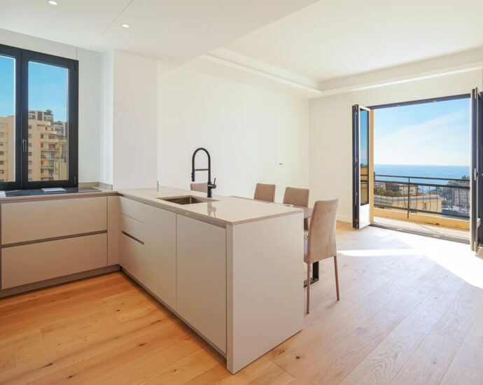 Monte-Carlo, central area, sea and Rock view apartment, 2 bedrooms, close to amenities.