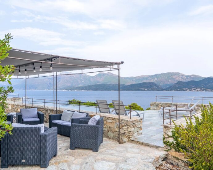 Saint-Florent,  Contemporary Villa, 4 Bedrooms, Panoramic Sea View, Private Estate, Walking Distance to Beach