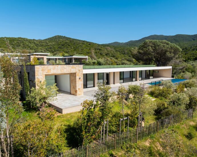 Porticcio, Villa vue mer, nouveau programme, domaine privé, 3 chambres, piscine, proche plage
