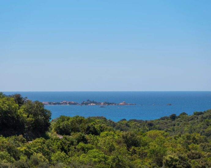 Porticcio, Villa vue mer, nouveau programme, domaine privé, 3 chambres, piscine, proche plage