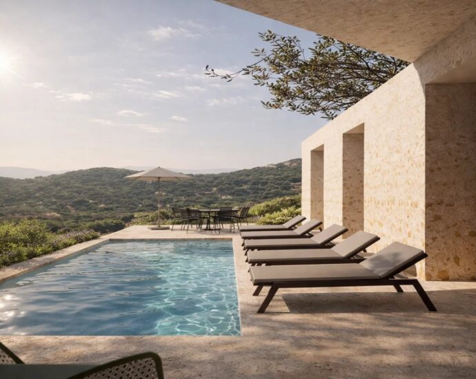 Lumio, Villa contemporaine, 4 chambres, vue mer, piscine, proche plage, vente en VEFA