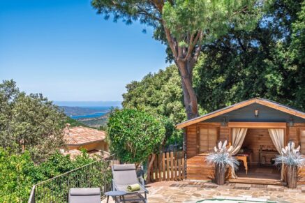 Exclusive listing, Saint-Florent area, Poggio d’Oletta 4-bedroom villa, swimming pool, jacuzzi, open views over the sea and mountains, close to the beach