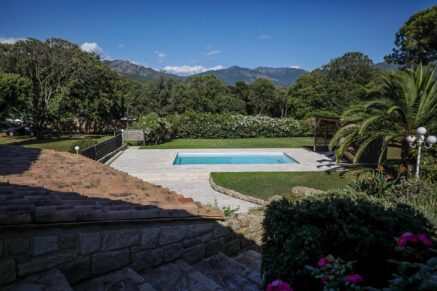 Exclusive, North of Ajaccio, Tiuccia, Calcatoggio,  stone-built villa, 5 bedrooms, pool, gym, sea view, walking distance to the beach