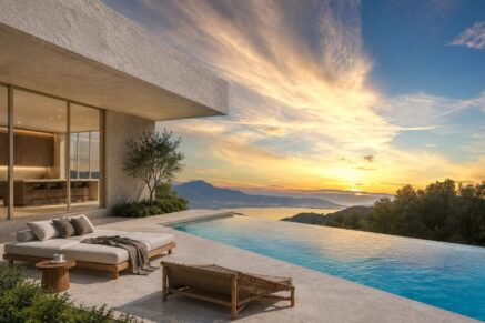 Lumio, Villa contemporaine, 4 chambres, vue mer, piscine, proche plage, vente en VEFA