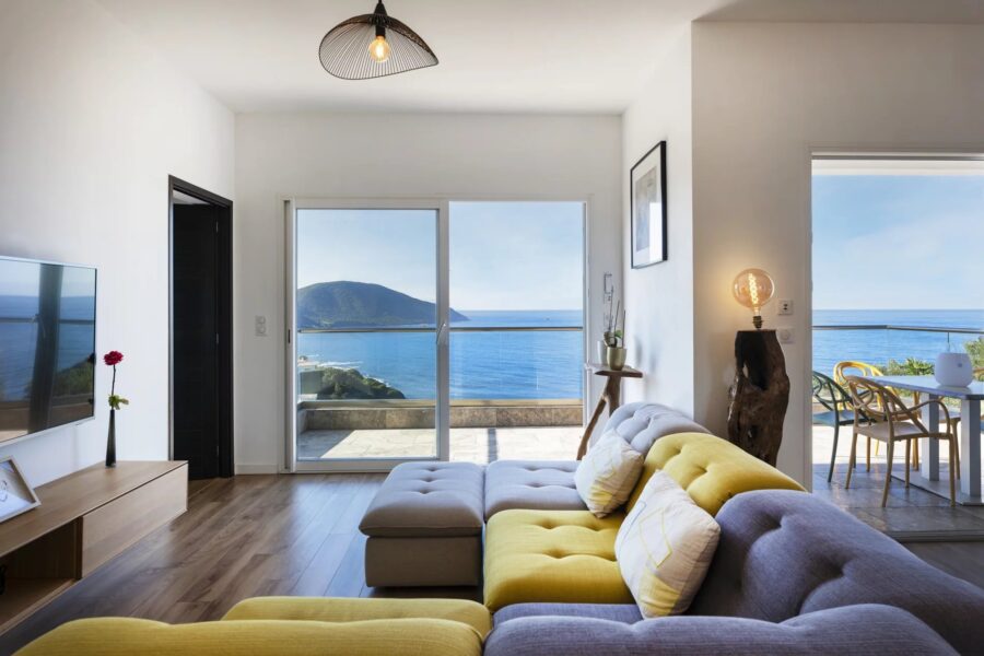 Costi di Villanova, Villa contemporaine vue mer panoramique, 6 chambres, 2 appartements indépendants, piscine, proche plages et Ajaccio