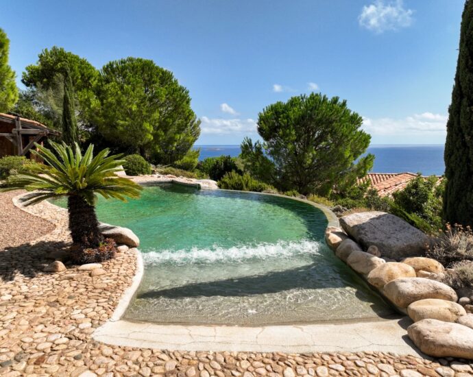 Porto-Vecchio, Palombaggia, Panoramic sea-view villa, 6 bedrooms, within walking distance of the beach