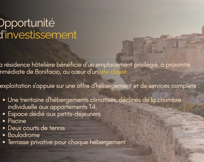 Bonifacio, Cession, Résidence hôtelière de charme, proche plage