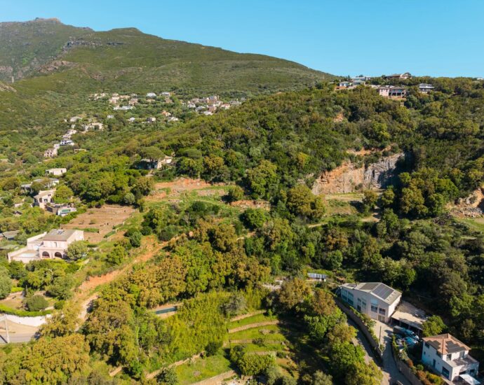 Cap Corse, Miomo, terrain constructible avec permis de construire, vue mer panoramique