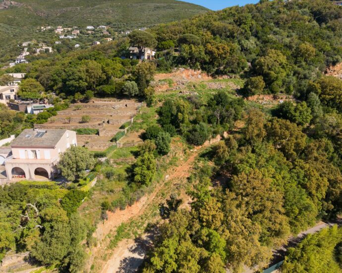 Cap Corse, Miomo, terrain constructible avec permis de construire, vue mer panoramique