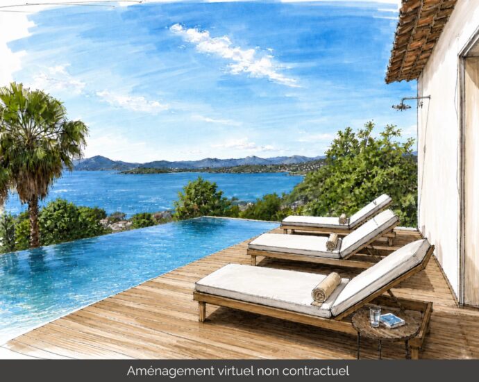 Coti-Chiavari, Villa 6 chambres, vue mer panoramique, appartement, piscine, proche plage