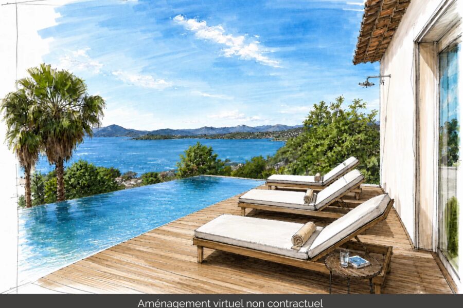 Coti-Chiavari, Villa 6 chambres, vue mer panoramique, appartement, piscine, proche plage