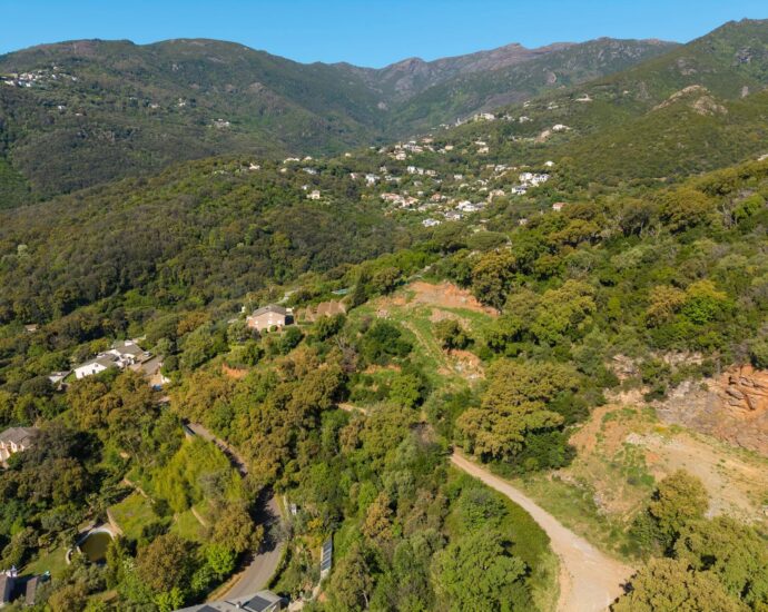 Cap Corse, Miomo, terrain constructible avec permis de construire, vue mer panoramique