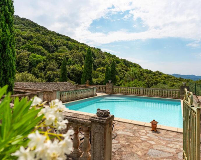Oletta, Moulin, 3 chambres, piscine, vue vallée et montagnes, proche plages