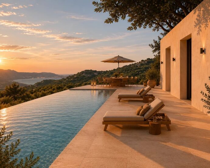 Lumio, Villa contemporaine, 4 chambres, vue mer, piscine, proche plage, vente en VEFA