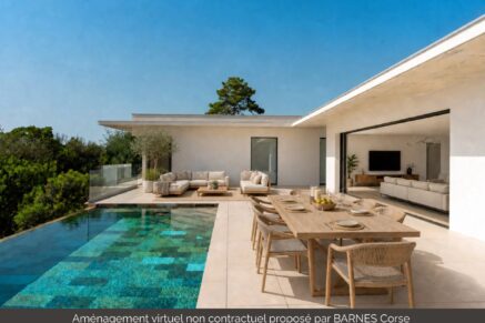 Rive Sud d’Ajaccio, Porticcio, Villa contemporaine avec vue mer, 4 chambre, piscine à débordement, proche plage